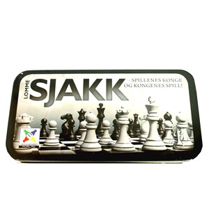 Sjakk m/Magnetiske brikker 12x12cm Reisesjakk - Høyde konge 3cm 